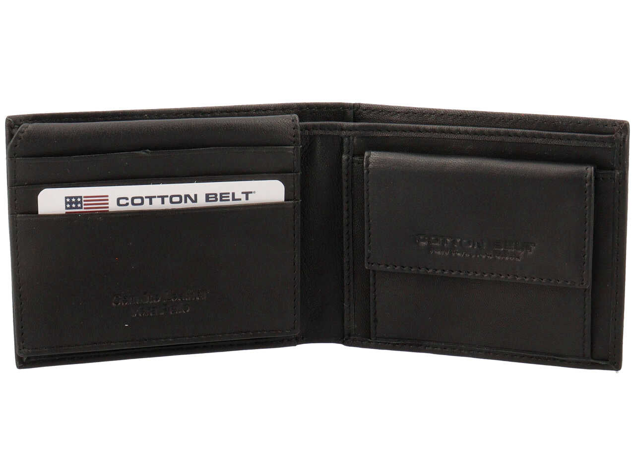 Portafoglio da uomo in pelle nero 11x9x2 cm - Cotton Belt