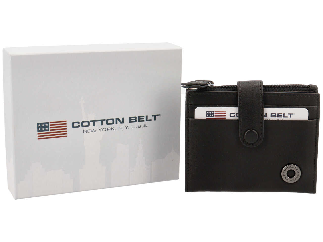 Porta carte di credito da uomo in pelle nera 10x8,5cm - Cotton Belt