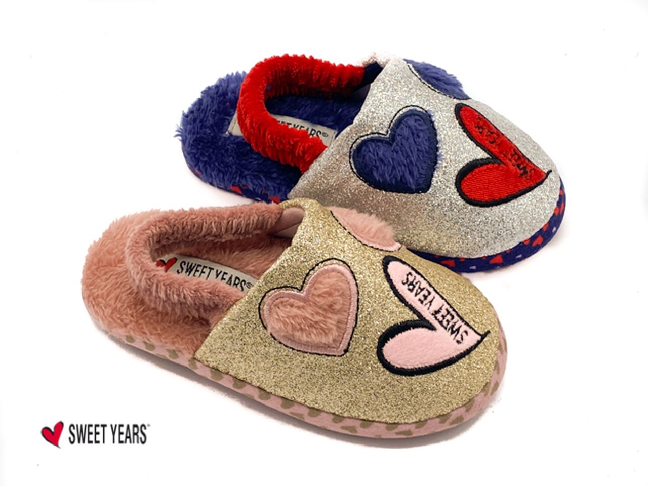 Pantofola baby elastic glit sweet years colori assortiti rosa e blu misure dal 21 al 27