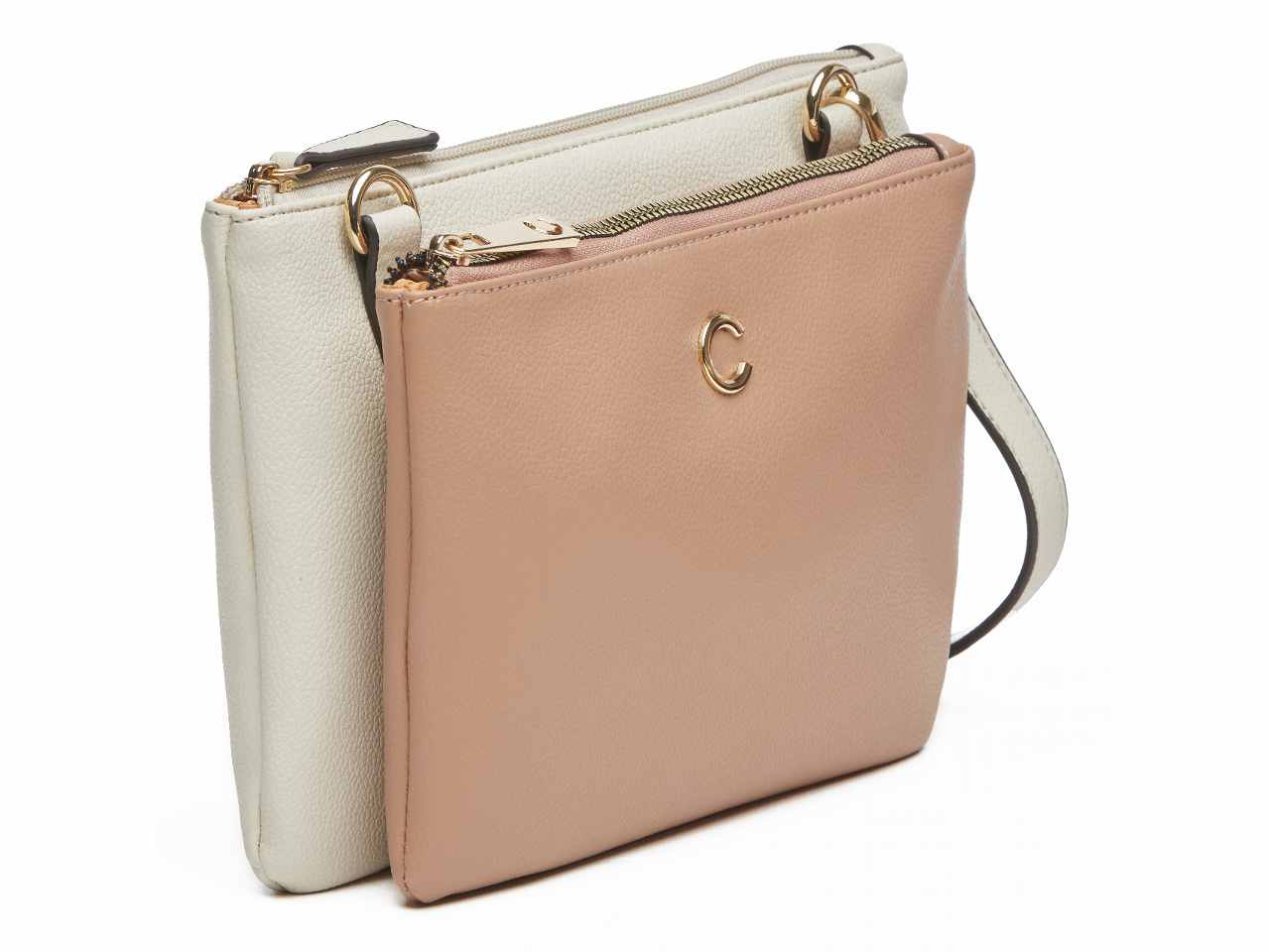 Borsa da donna first collection tracolla piatta doppia colore bianca composizione: 100% pelle sintetica