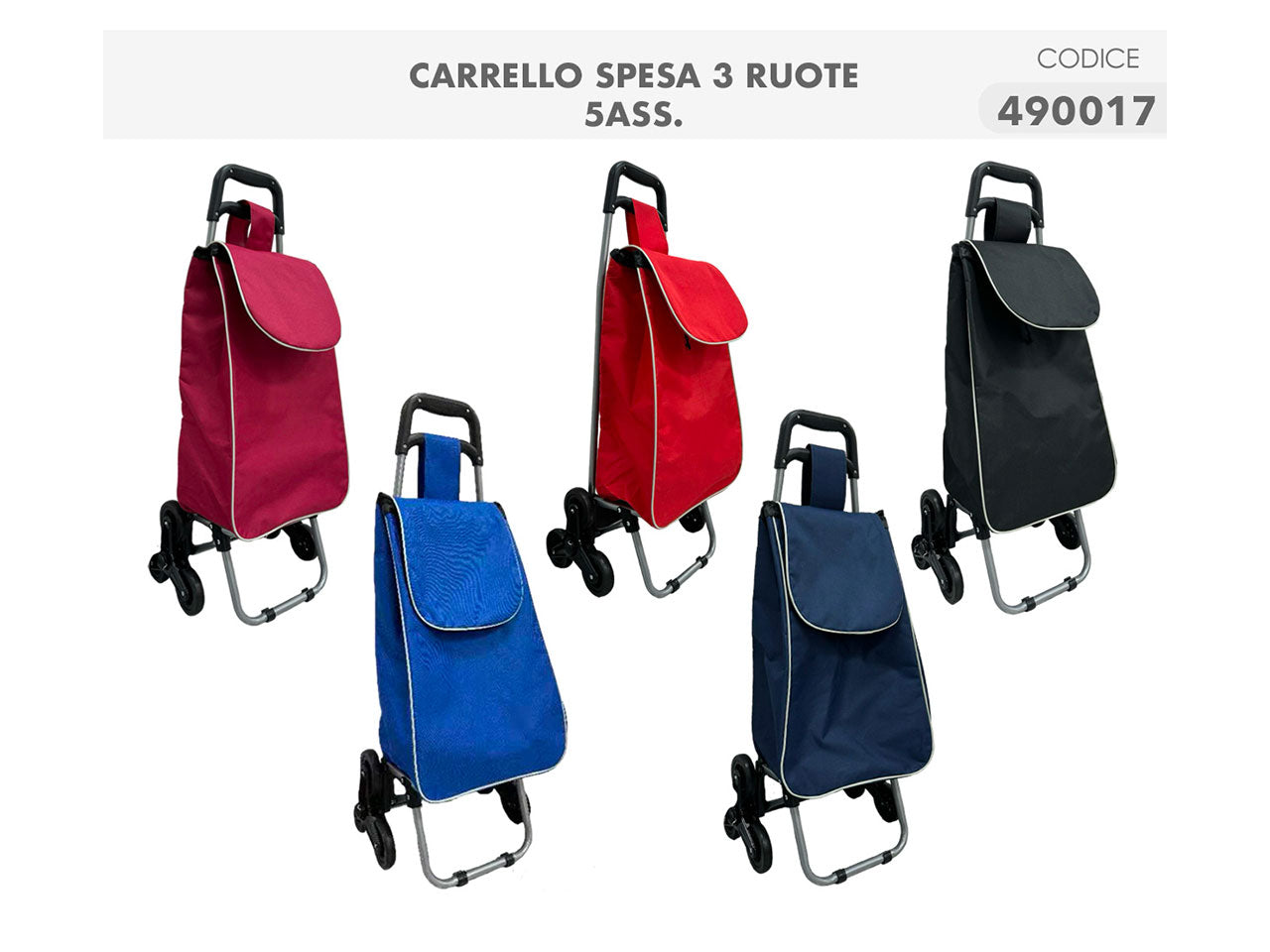 Carrello spesa 35x33x95cm con 3 ruote