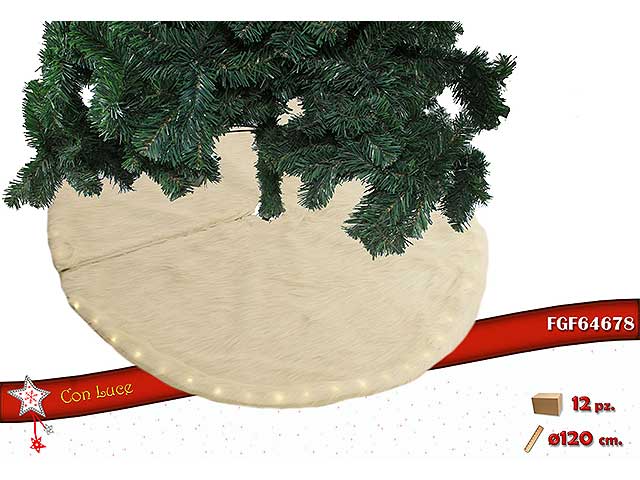 Copribase per albero con led bianco in tessuto 120cm