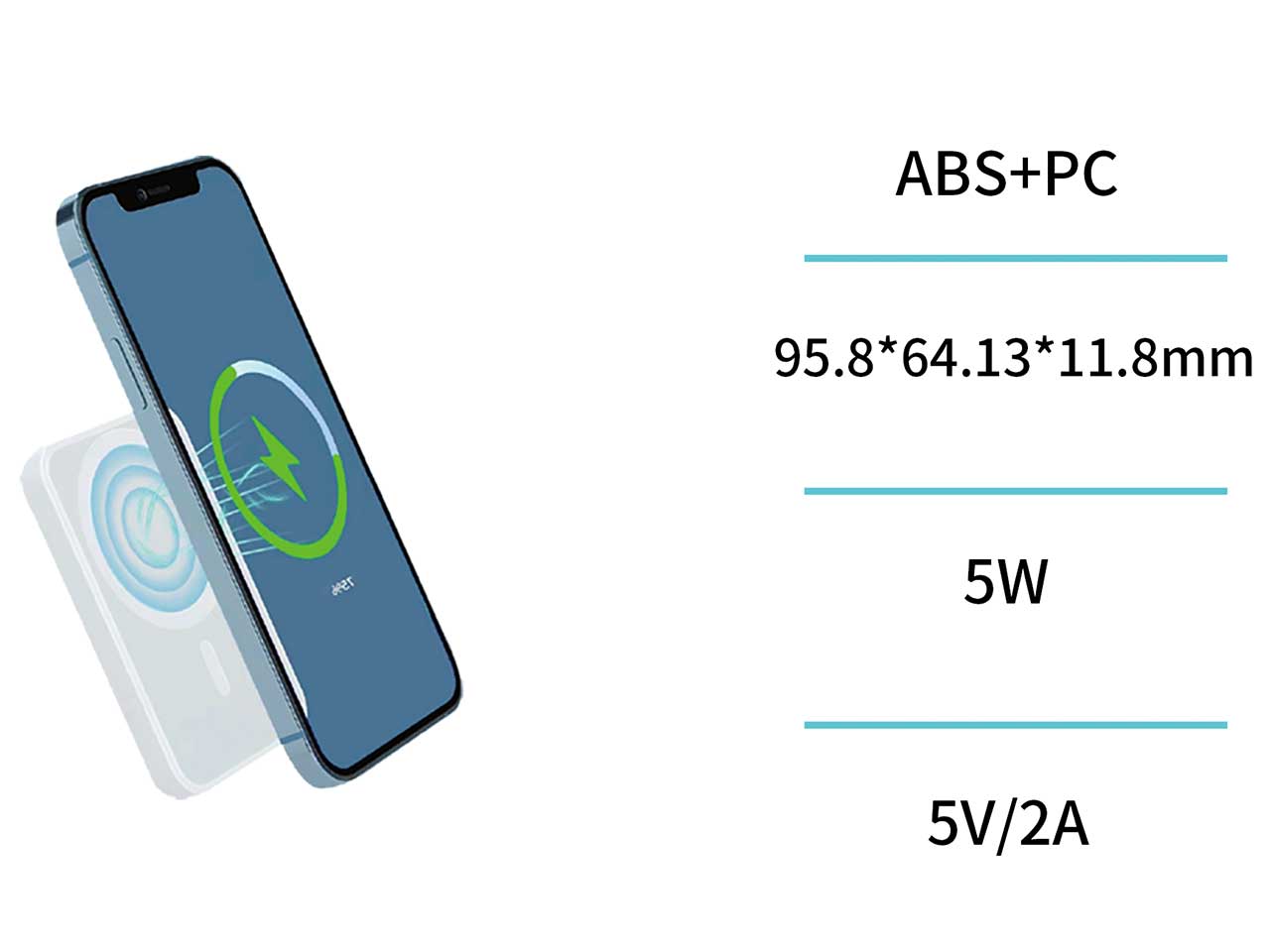 Alimentatore wireless uni-magnetic 4000mAh 5W in ABS bianco, 9,5x6,4x1,2 cm, hc1949 - Unico