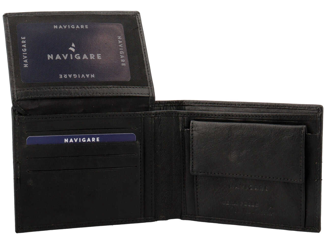 Portafoglio navigare da uomo doppia patta piu' moneta in vera pelle oil stampato misura 11x6,5cm colore nero
