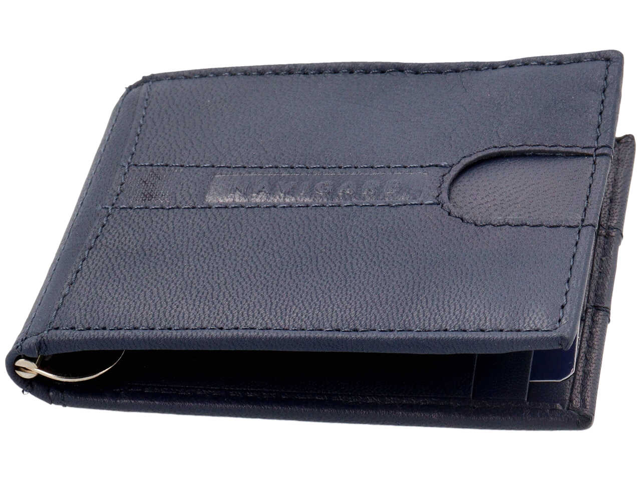 Portafoglio navigare da uomo a molla con zip moneta in vera pelle oil stampato misura 10,5x8,4cm colore inchiostro