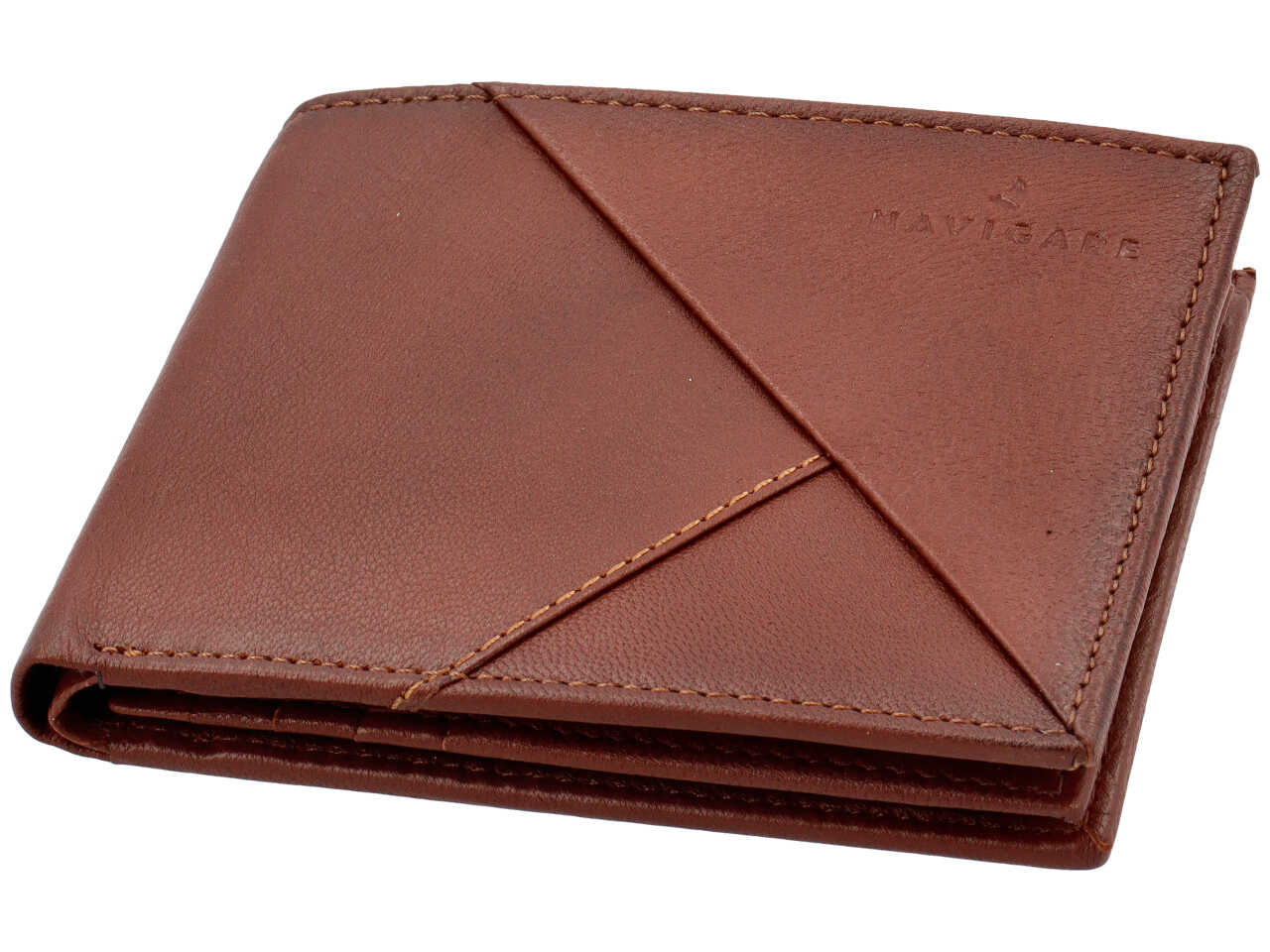 Portafoglio navigare da uomo senza moneta con patta in vera pelle oil sfumato misura 11x9,9cm colore tabacco