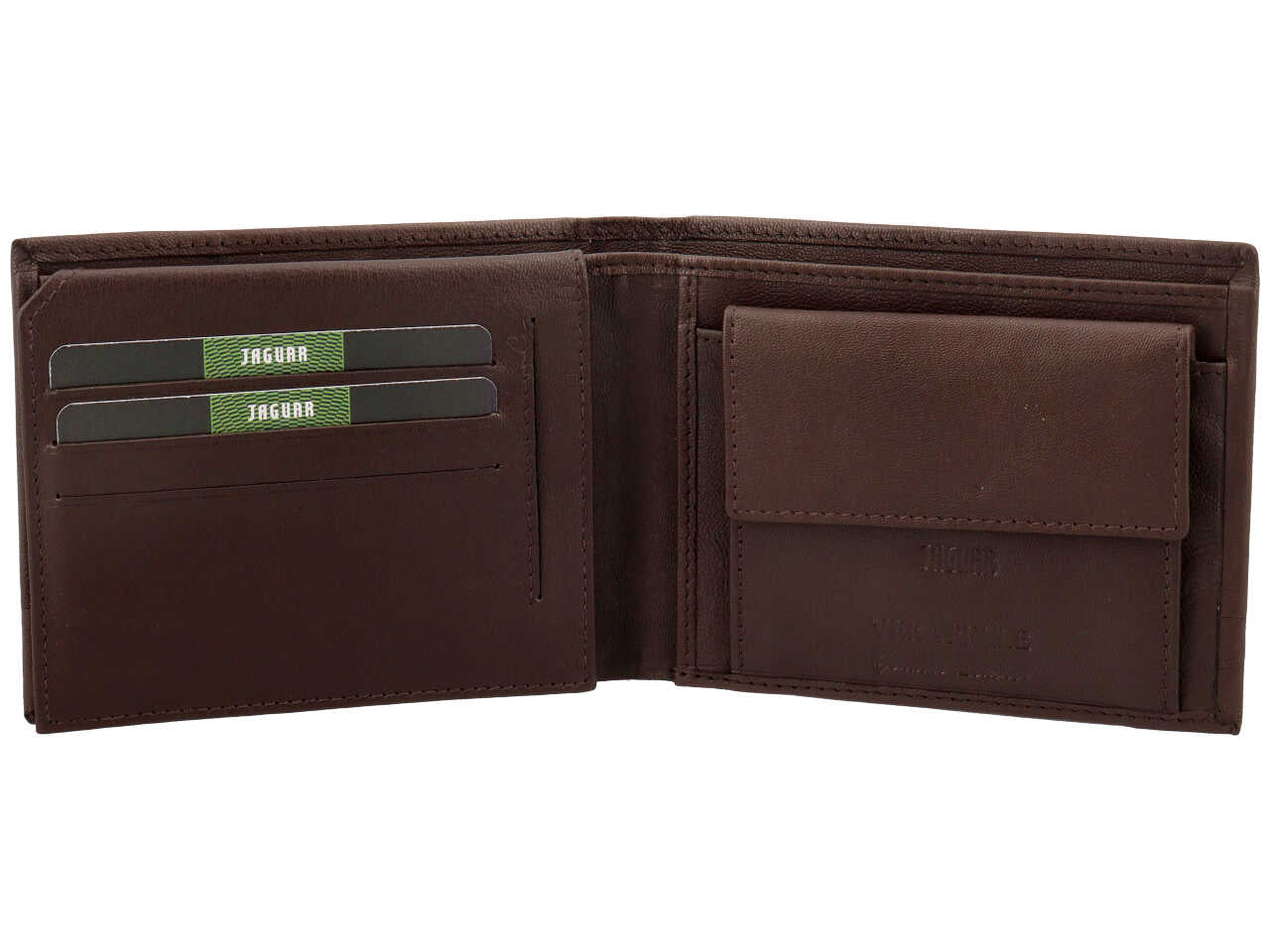 Portafoglio jaguar da uomo doppia patta piu' moneta in vera pelle sugar print misura 11x6,5cm colore castano