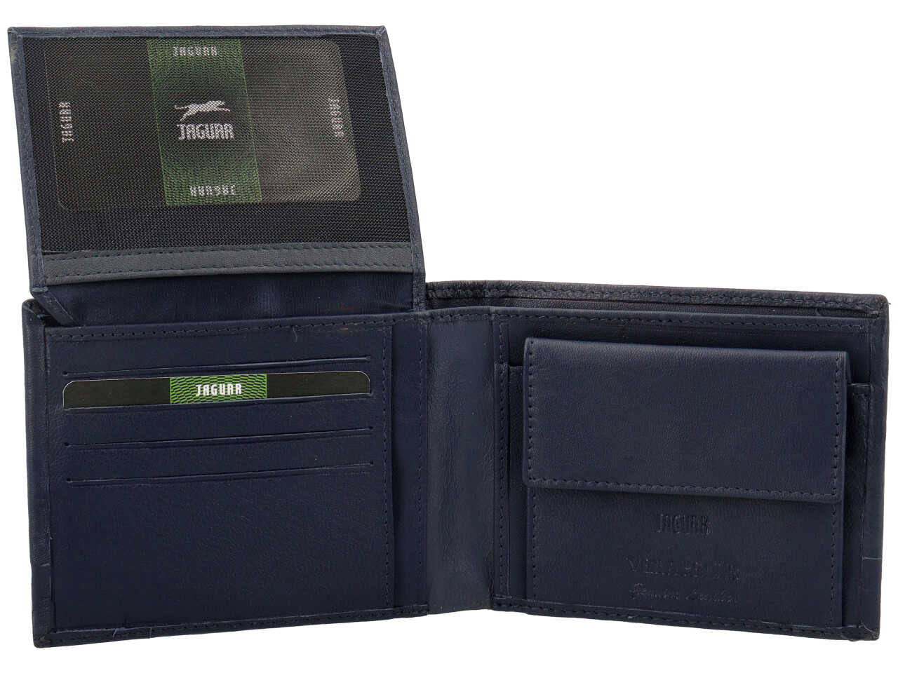 Portafoglio jaguar da uomo doppia patta piu' moneta in vera pelle sugar print misura 11x6,5cm colore inchiostro