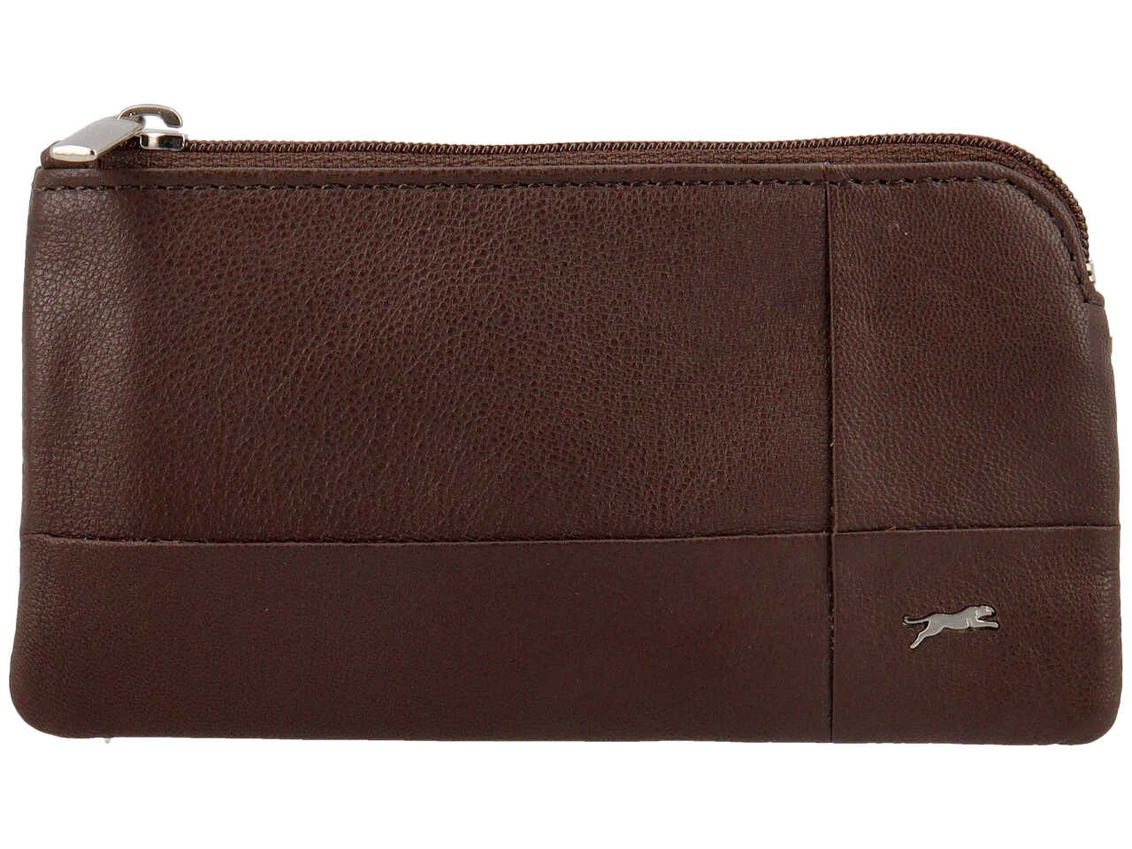 Portamonete jaguar da uomo con zip in vera pelle sugar print misura 13,9x7,7cm colore castano