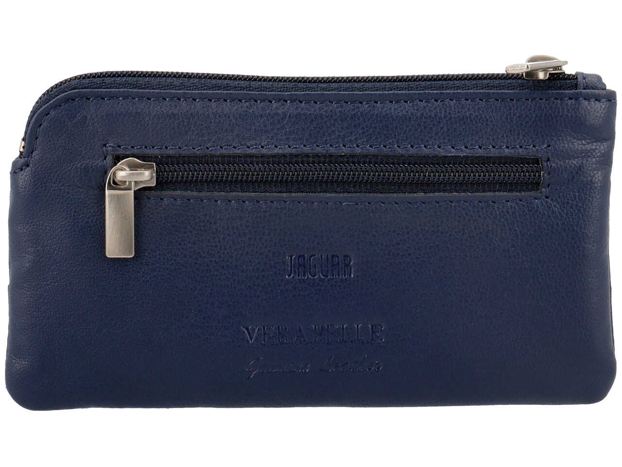 Portamonete jaguar da uomo con zip in vera pelle sugar print misura 13,9x7,7cm colore blu notte
