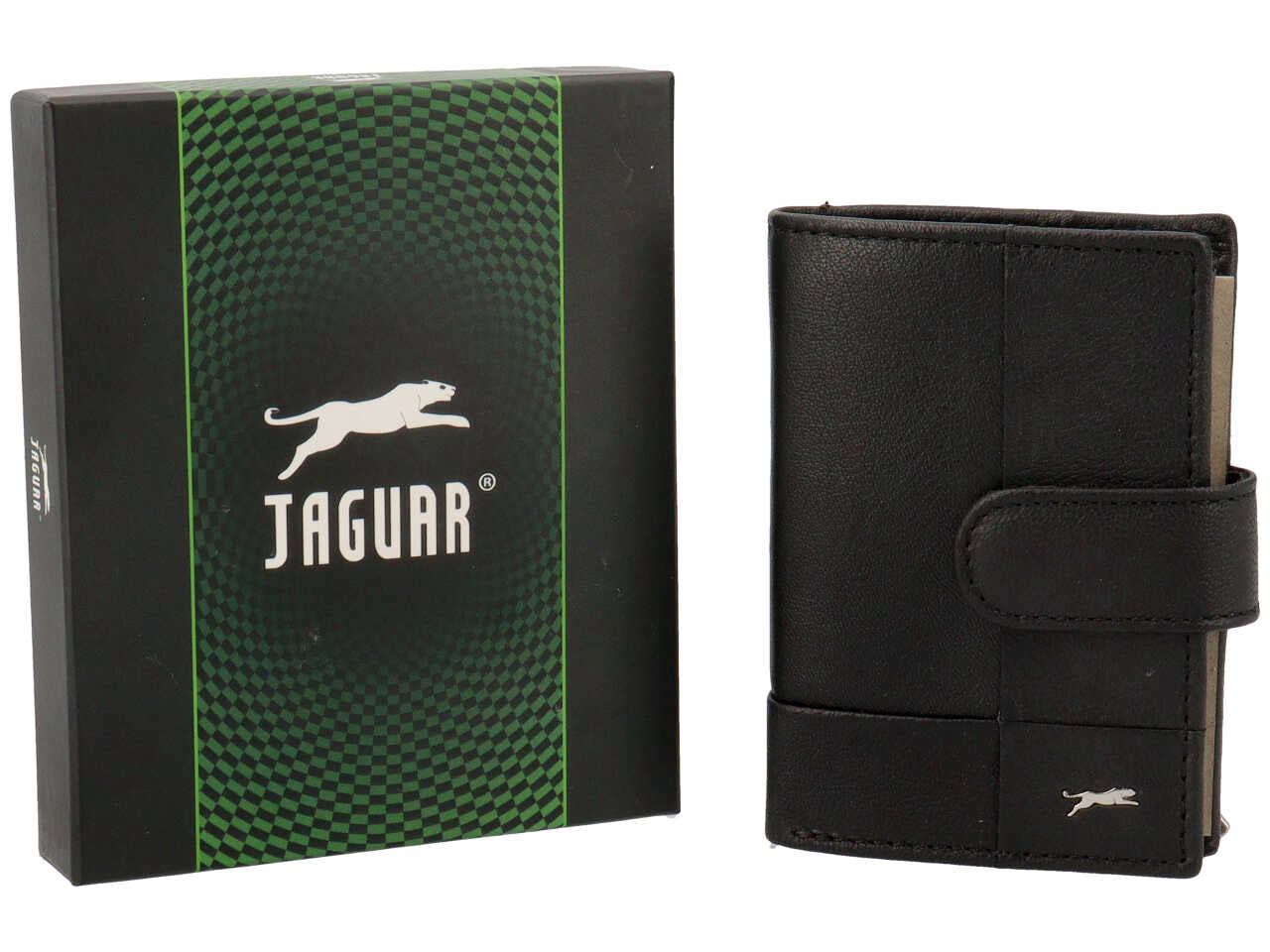 Portacarte jaguar da uomo anticlonazione in vera pelle sugar print misura 5,5x9,6cm colore nero