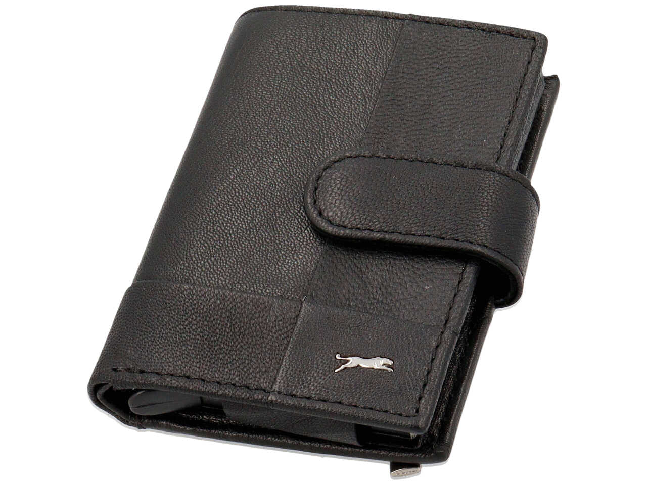 Portacarte jaguar da uomo anticlonazione in vera pelle sugar print misura 5,5x9,6cm colore nero