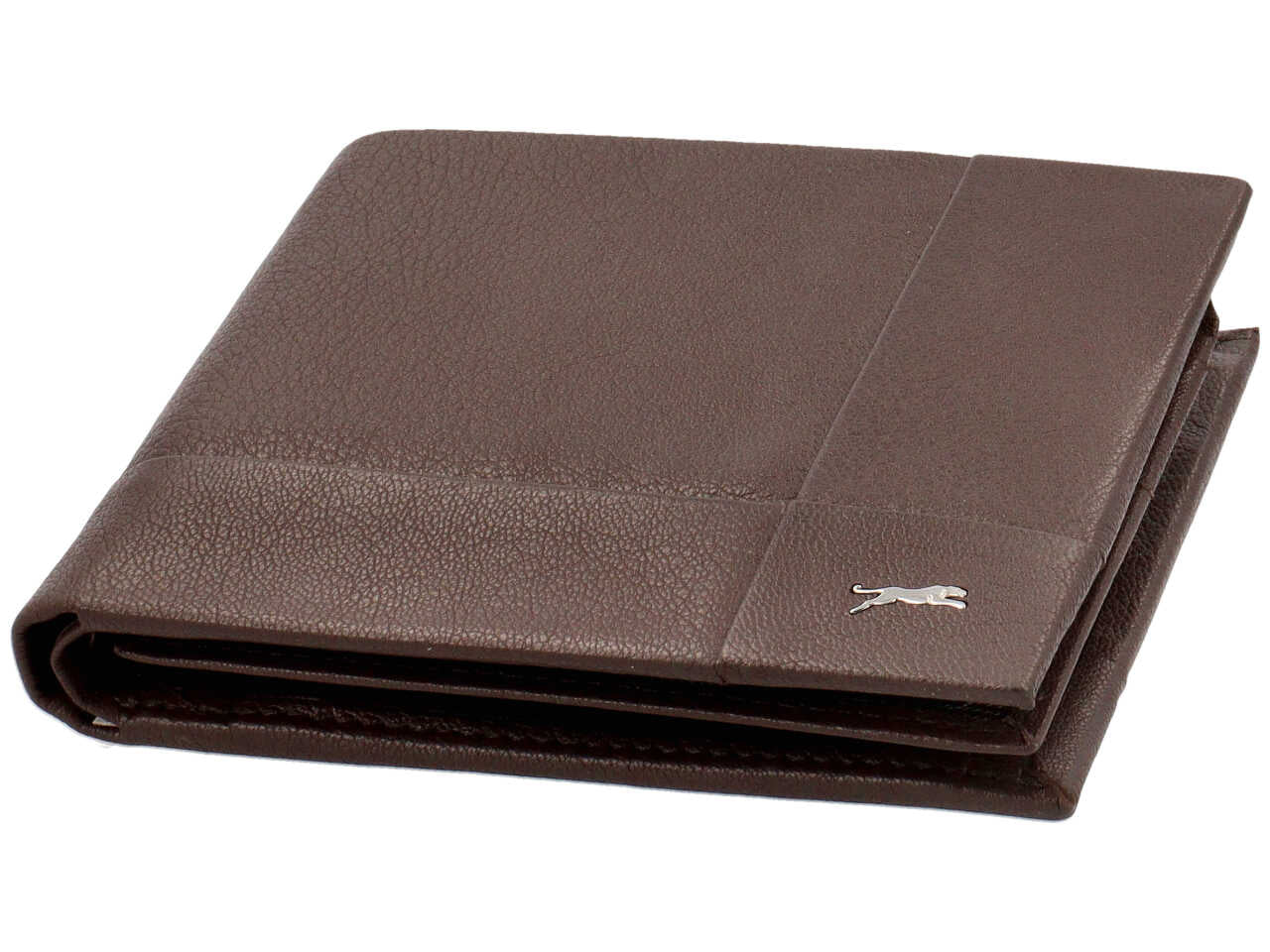 Portafoglio jaguar da uomo doppia patta piu' moneta piccolo in vera pelle sugar print misura 11x9cm colore castano