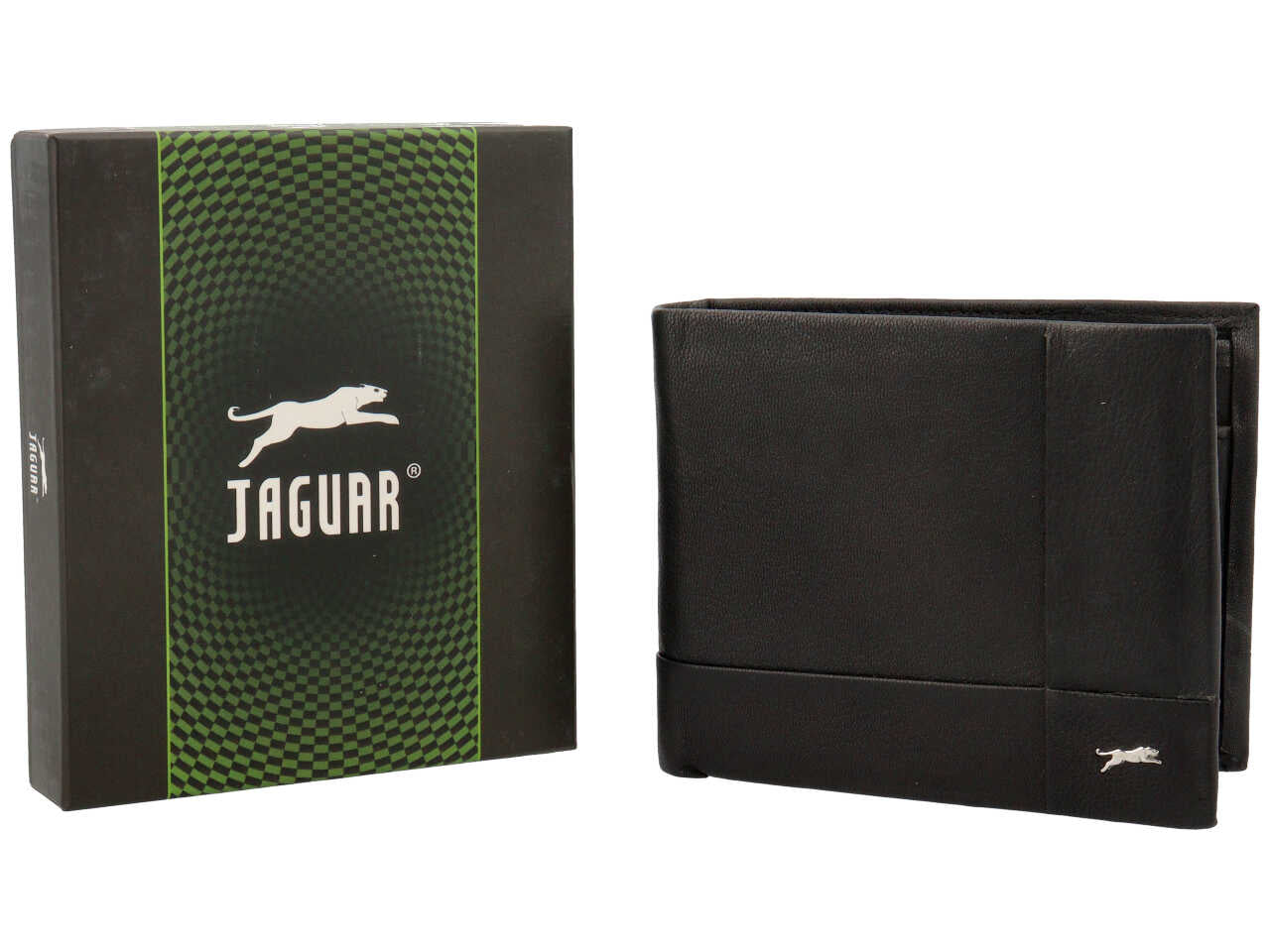 Portafoglio jaguar da uomo doppia patta piu' moneta piccolo in vera pelle sugar print misura 11x9cm colore nero