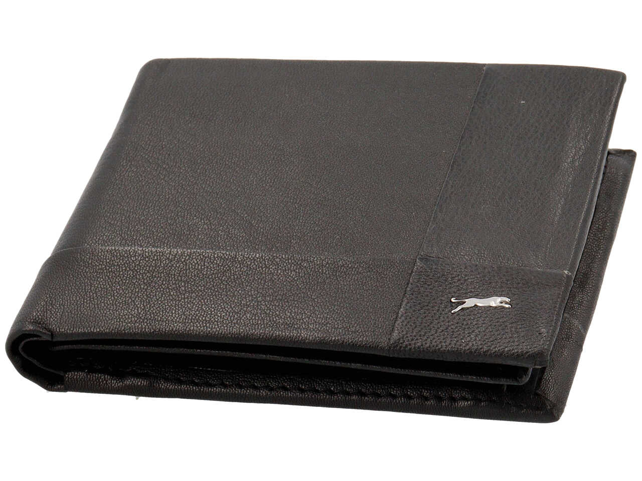 Portafoglio jaguar da uomo doppia patta piu' moneta piccolo in vera pelle sugar print misura 11x9cm colore nero