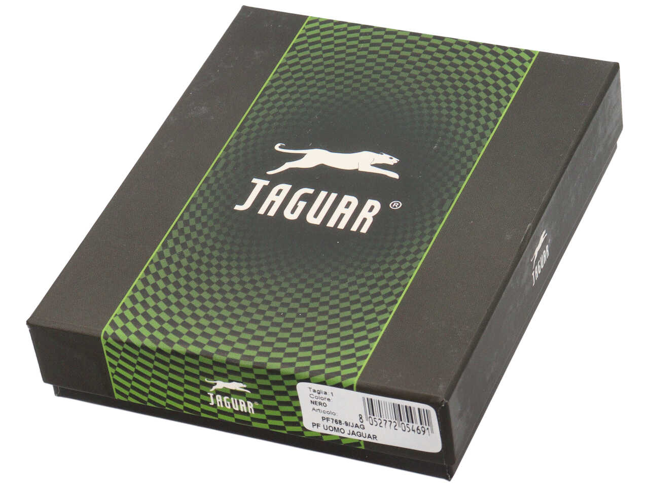 Portafoglio jaguar da uomo doppia patta piu' moneta piccolo in vera pelle sugar print misura 11x9cm colore nero
