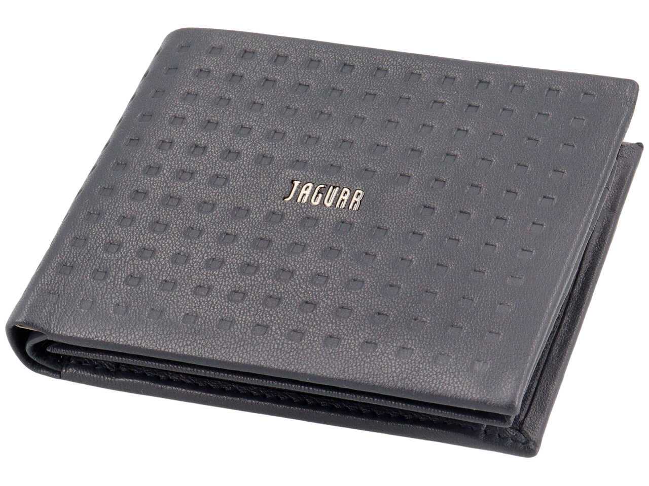 Portafoglio da uomo in pelle stampata blu, con portamonete, 11x9 cm - Jaguar