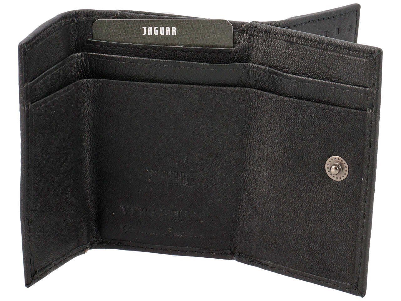 Portafogli da uomo in pelle nero con decoro a rilievo, 9,7x7 cm - Jaguar