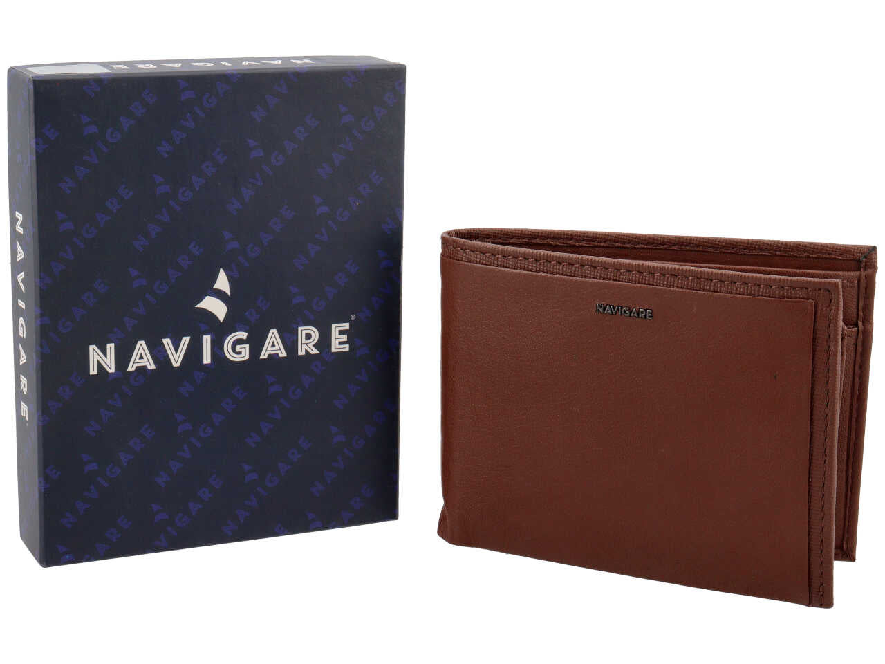 Portafoglio da uomo in nappa e pelle marrone 12,5x9,5 cm - Navigare