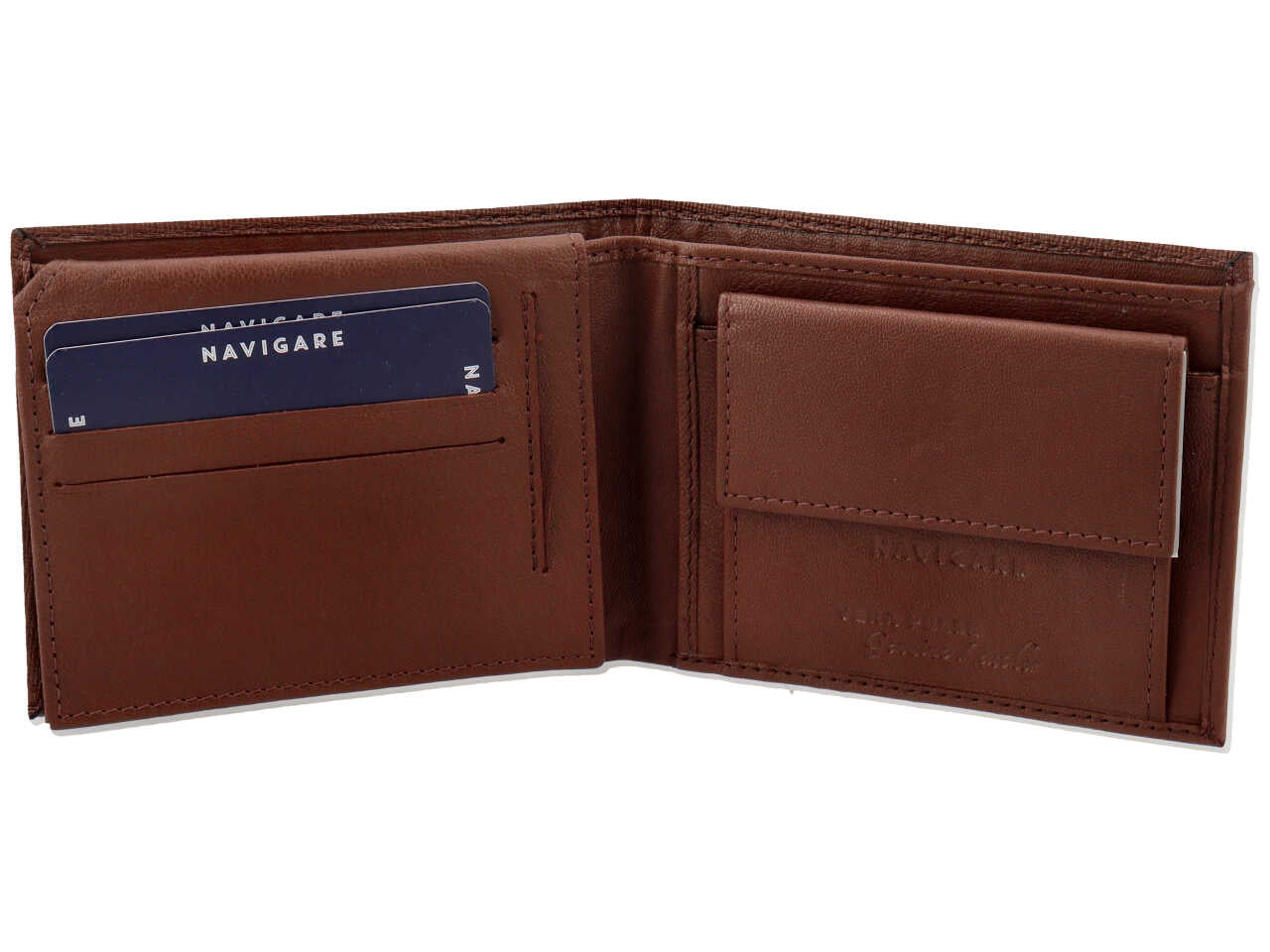 Portafoglio da uomo in nappa e pelle marrone 12,5x9,5 cm - Navigare