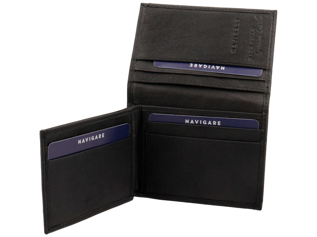 Portafoglio da uomo in nappa e pelle nero 8x11 cm - Navigare