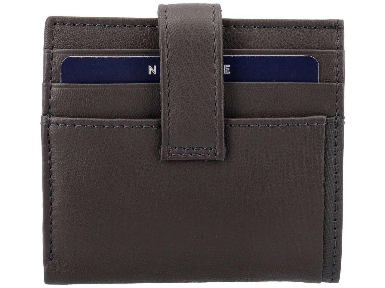 Portafoglio da uomo in nappa e pelle grigio scuro 9,5x10 cm - Navigare