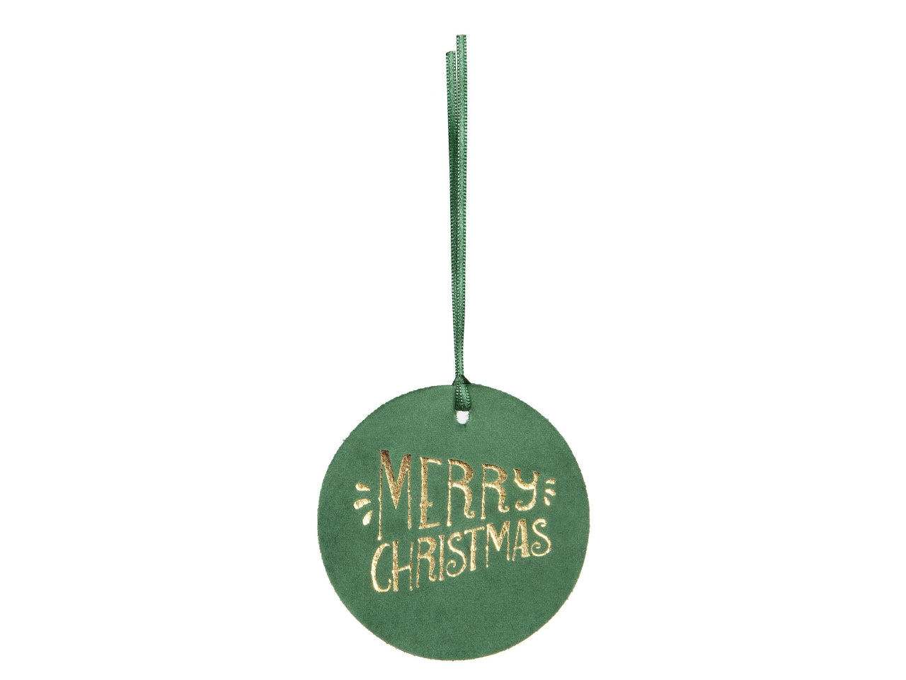 Chiudipacco velvet merry xmas tags misura d.10cm colore verde scuro