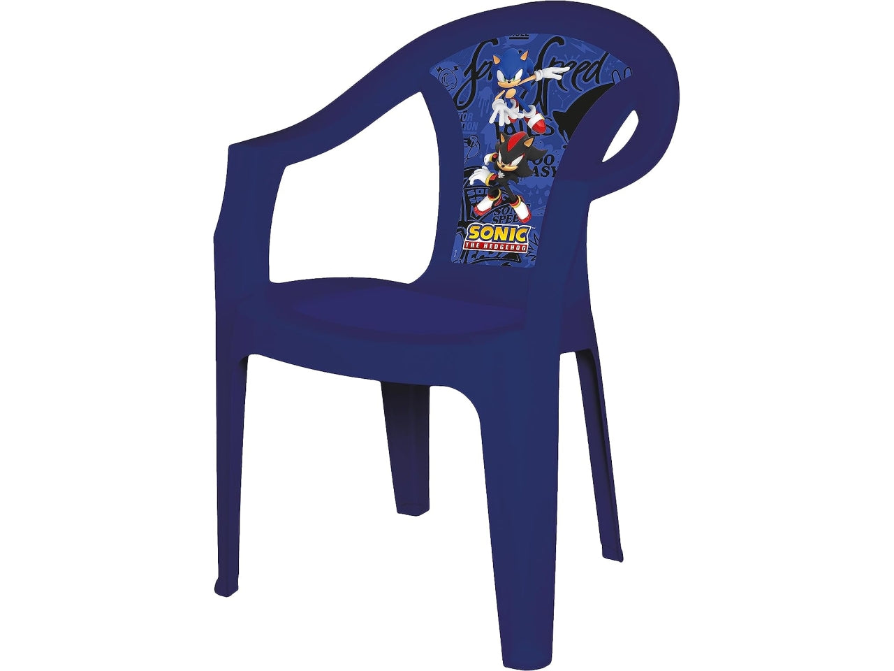 Sonic sedia per bambini blu in plastica con braccioli