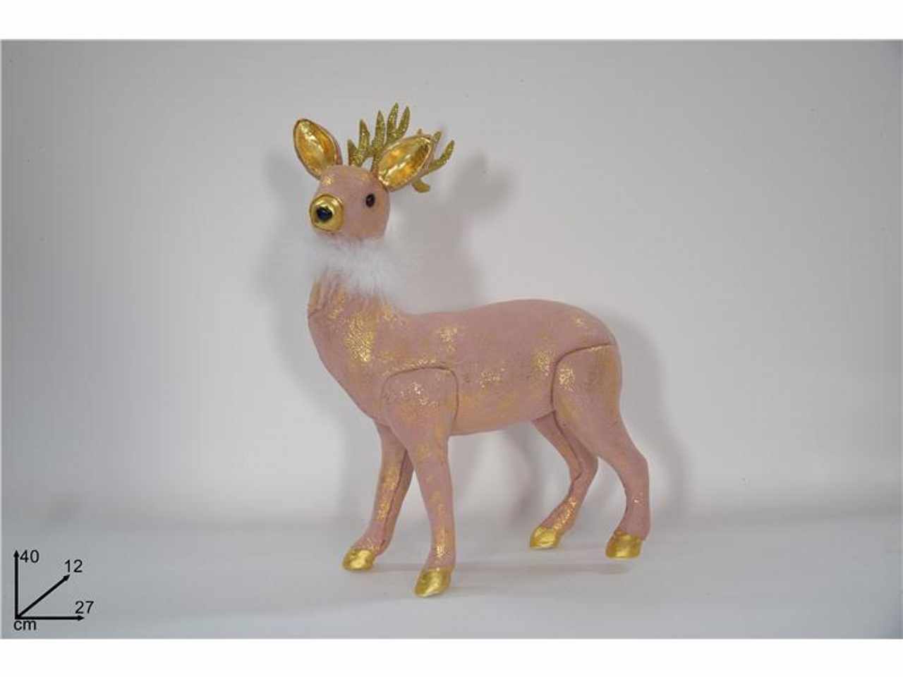 Cervo velluto rosa glitter oro 40 cm
