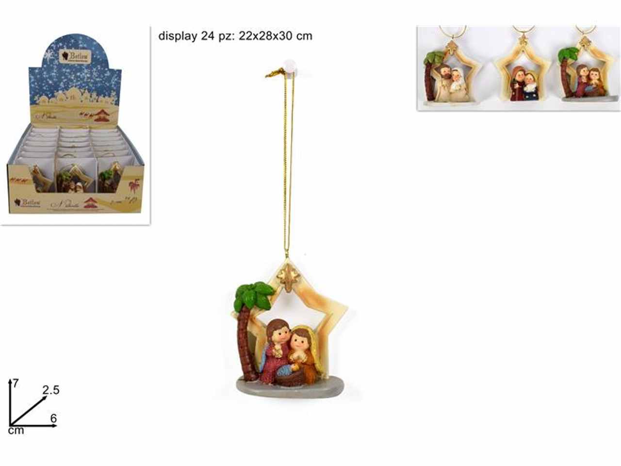 Appendino nativita' con stella 7x2,5x6cm
