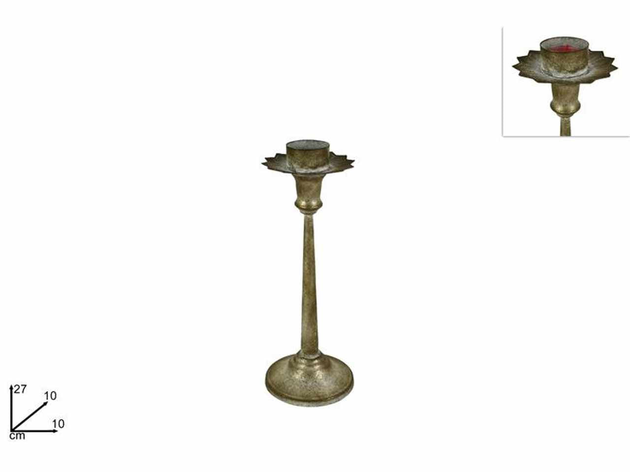 Portacandela metallo 27cm antichizzato