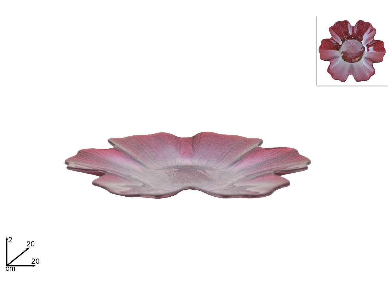 Piattino fiore vetro 20cm bordeaux