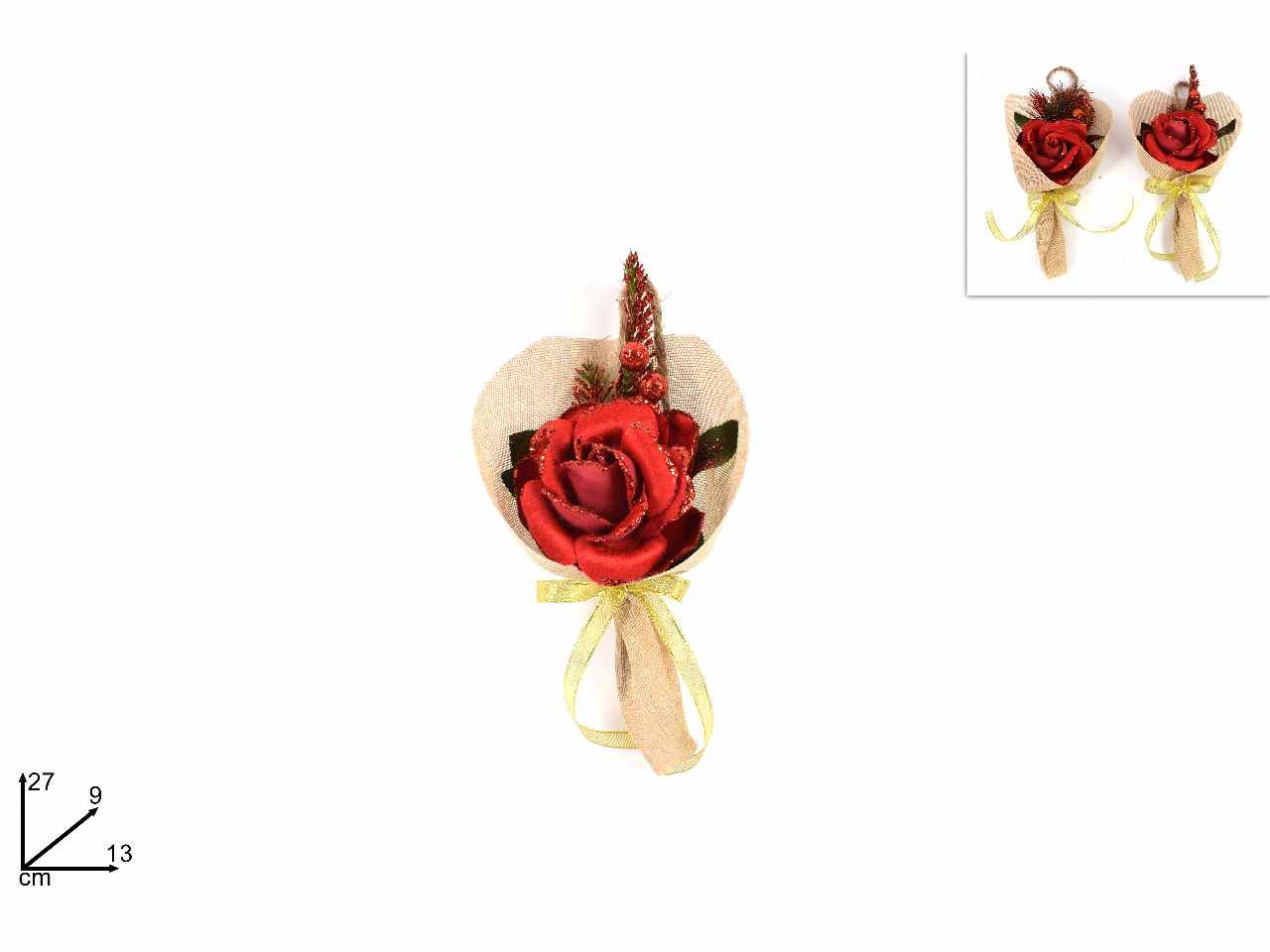 Pendente natalizio rossa rosa 27cm