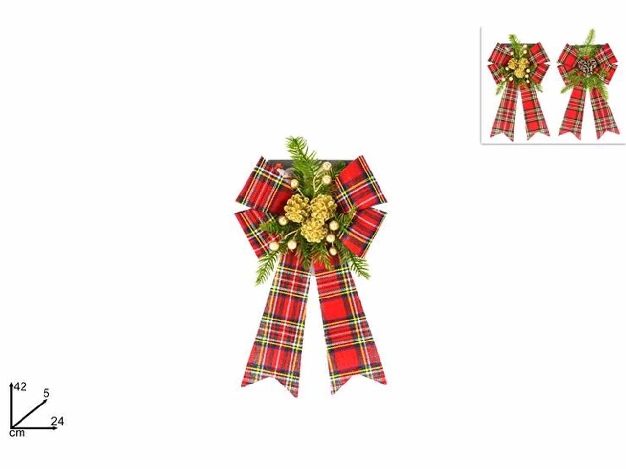Fiocco 42cm scozzese con pigne e bacche