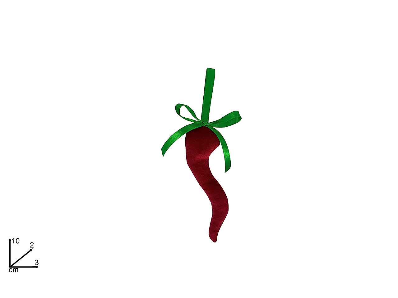 Pendente natalizio corno con fiocco rosso 10cm