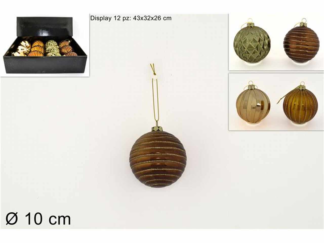 Palla in plastica d.10cm glitter oro al006037