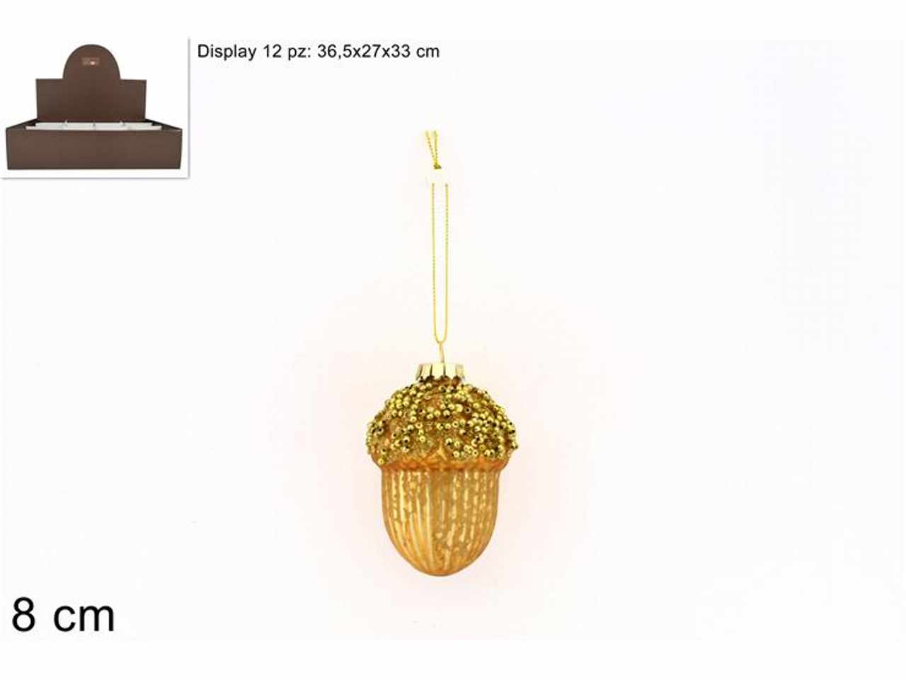 Ghianda vetro 8cm oro