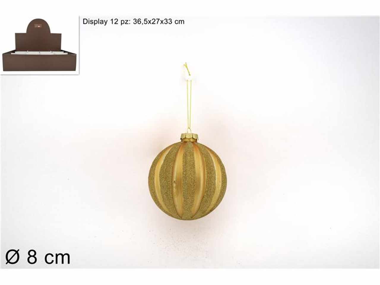 Palla vetro d.8cm oro con glitter ks22-due-44
