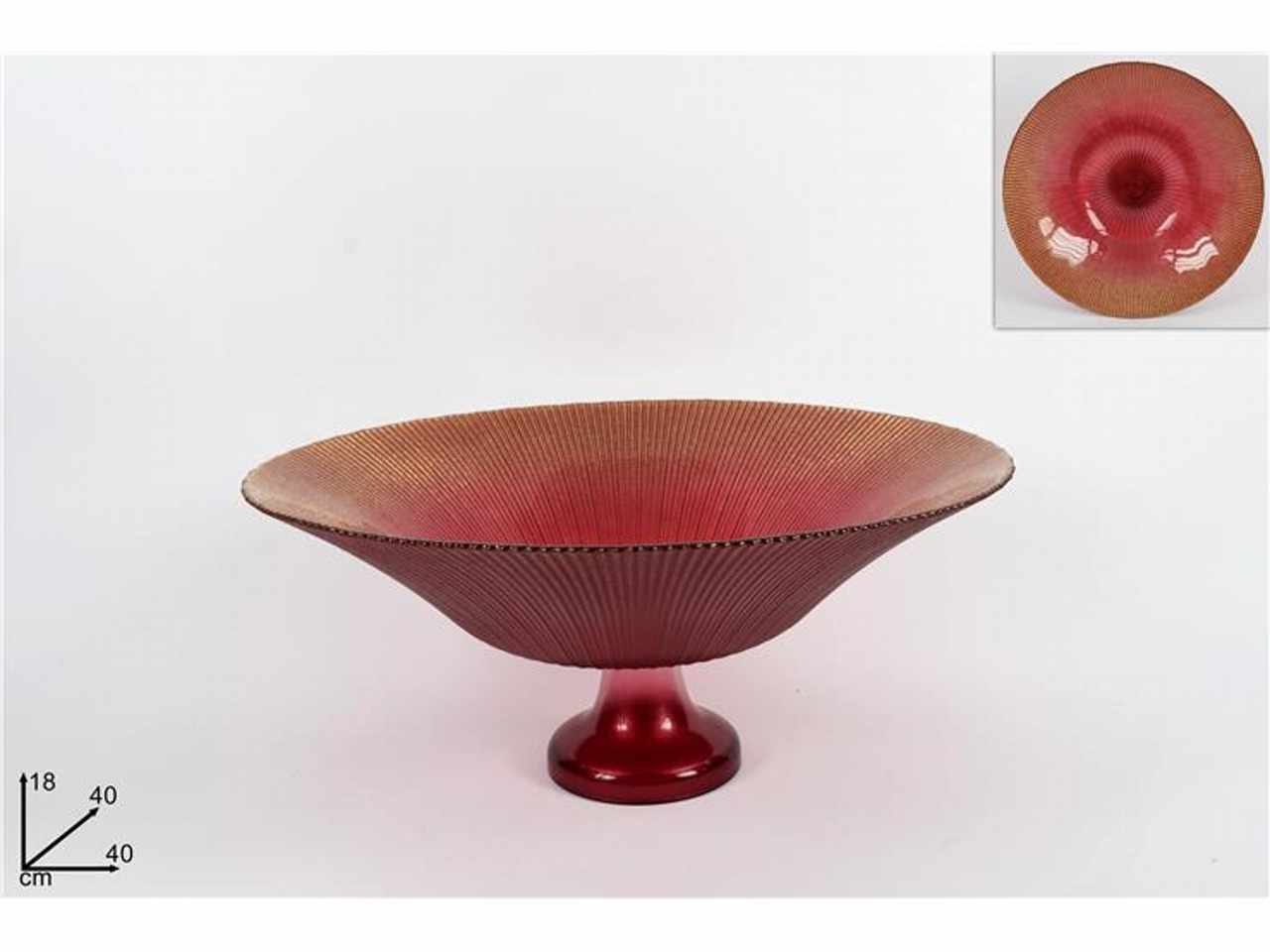 Alzata vetro 40cm rossa glitter oro