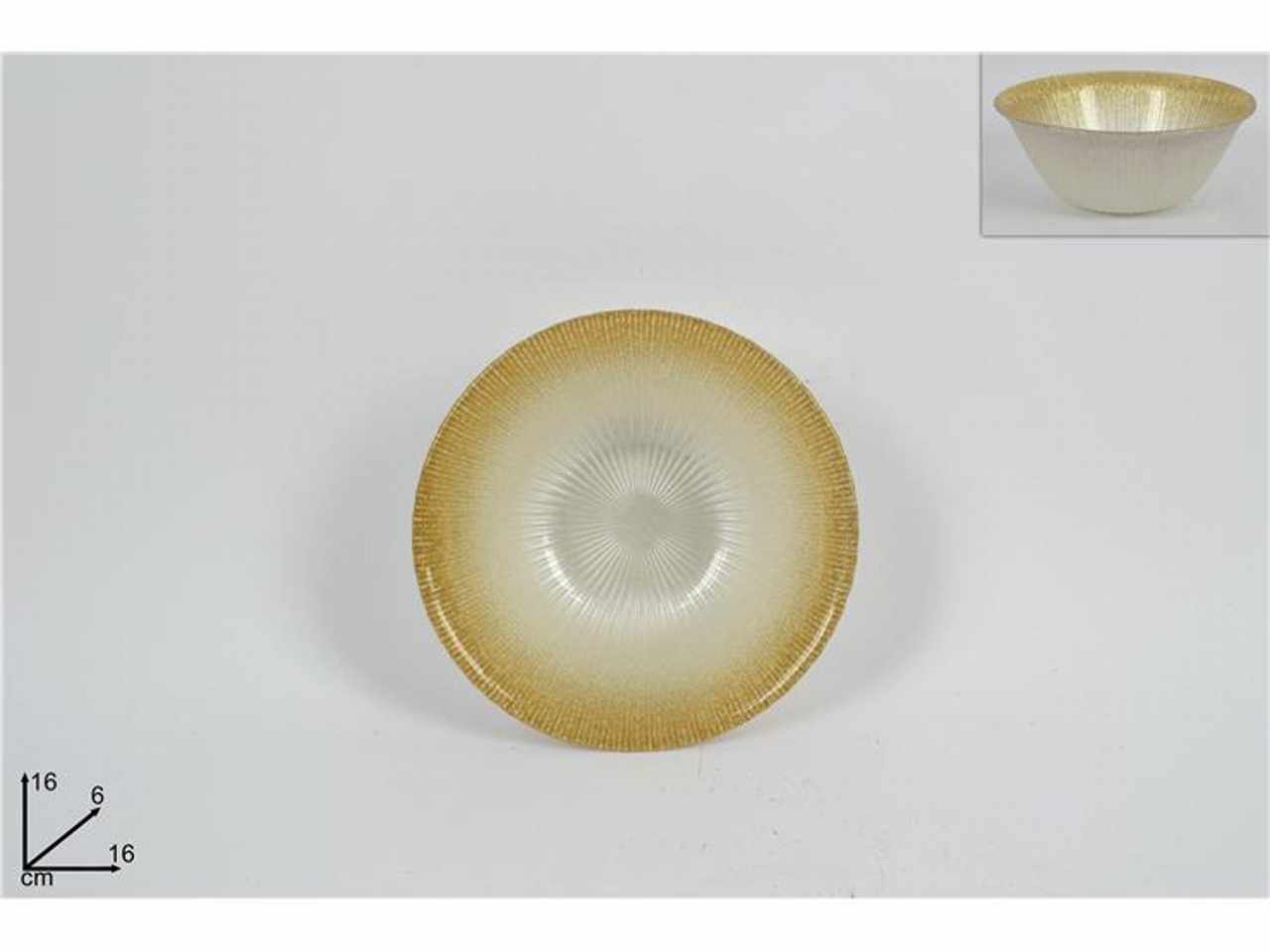 Coppetta vetro 16cm bianco glitter oro