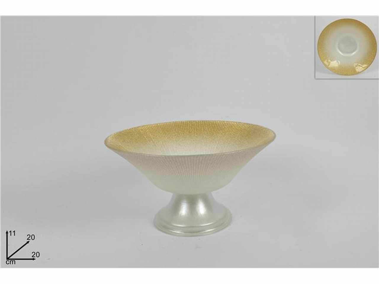 Alzata vetro 20cm bianca glitter oro