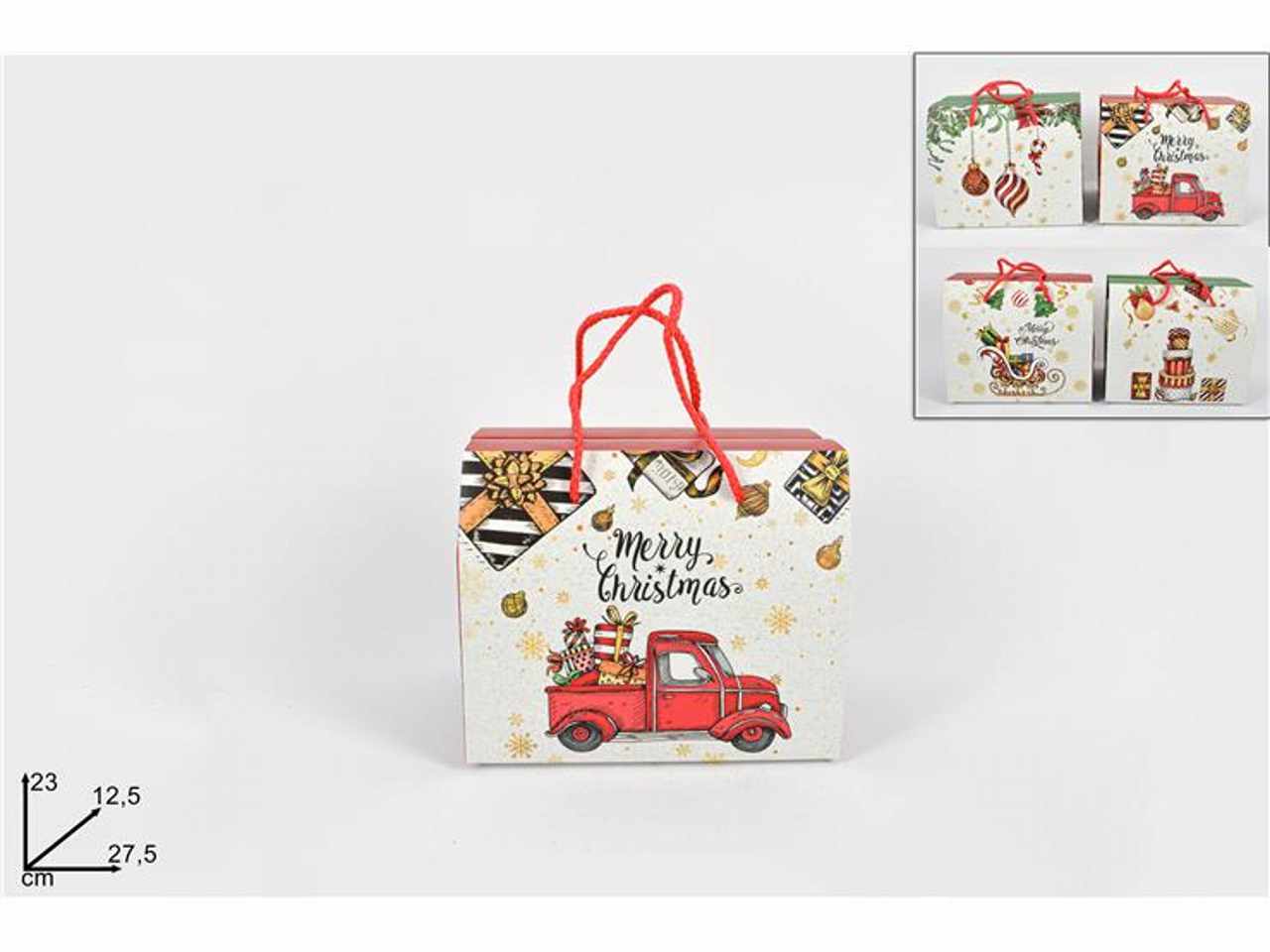 Scatola regalo natalizia con decoro scozzese 27.5x23x12.5