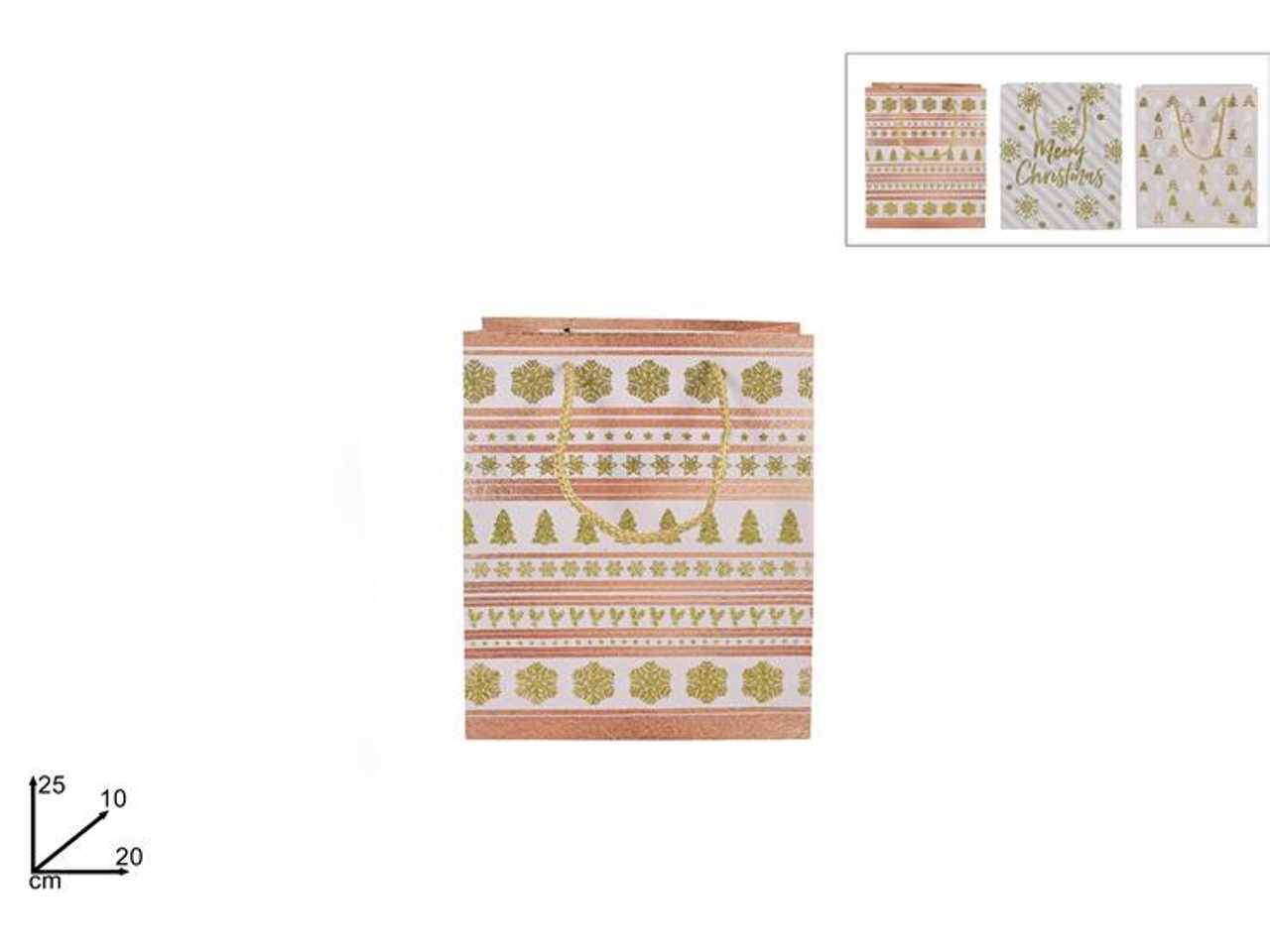 Busta shopper con decoro natalizio rosa 3ass 20x25x10
