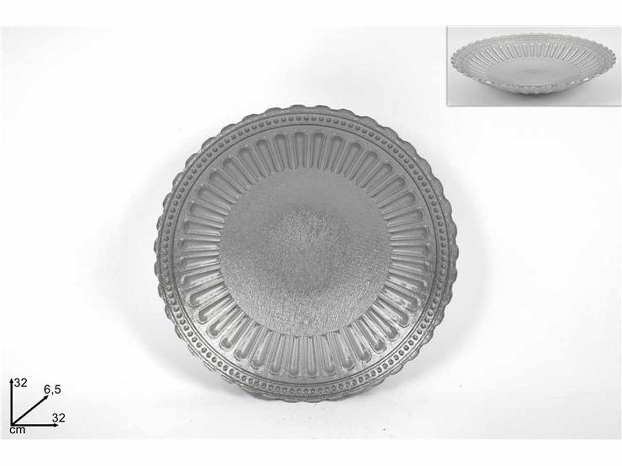 Centrotavola vetro 32cm silver
