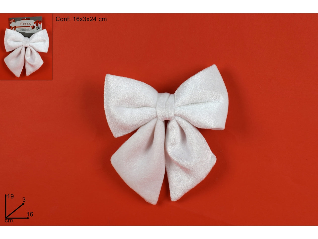 Fiocco velluto 16 cm bianco