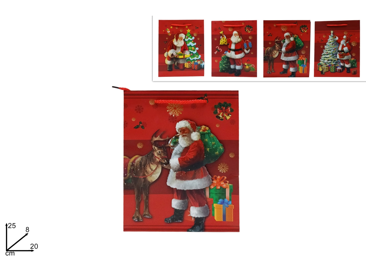 Busta regalo babbo natale 3d in 4 assortimenti 25x20x8cm
