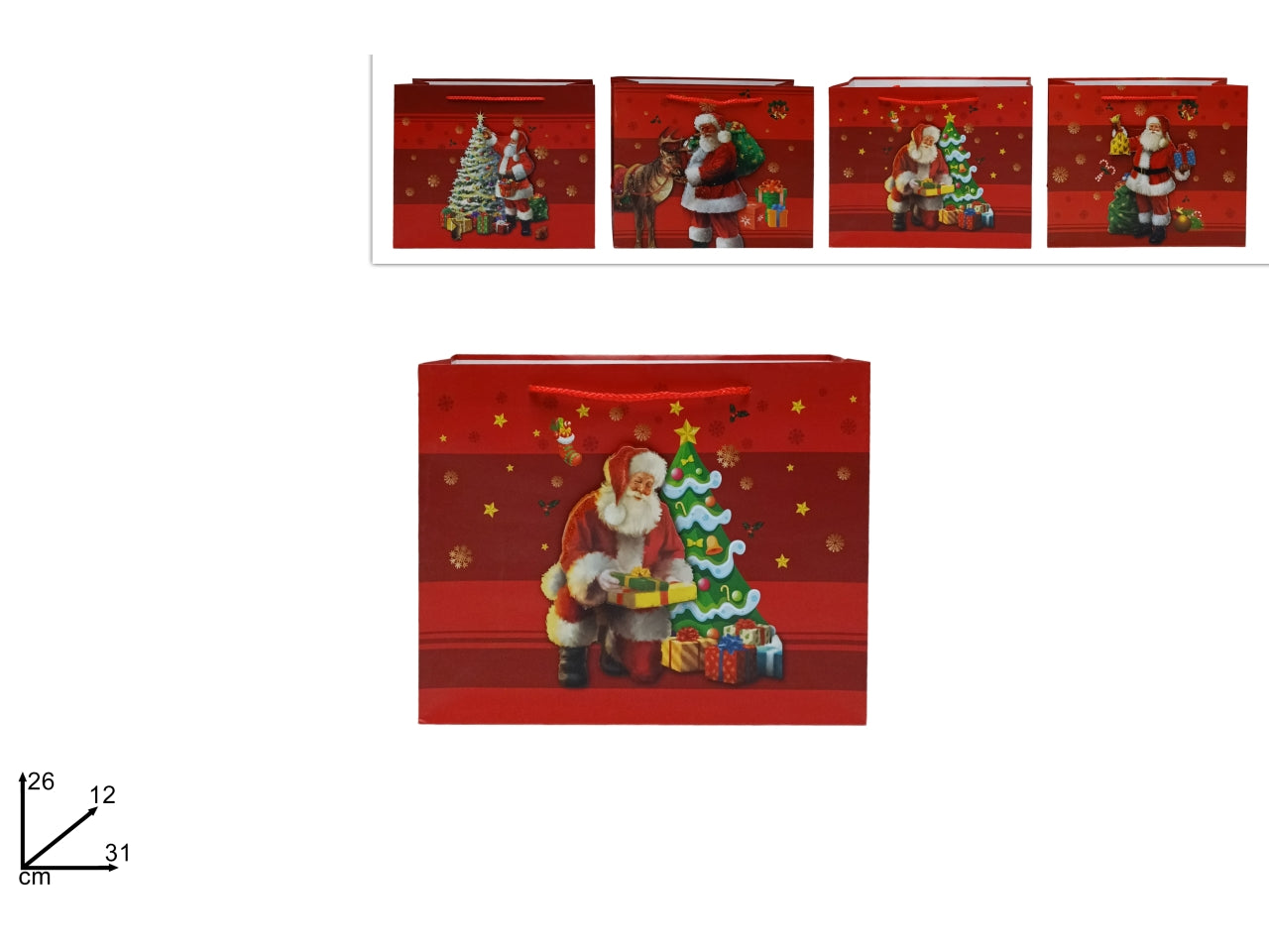Busta regalo babbo natale 3d in 4 assortimenti 31x26x12cm