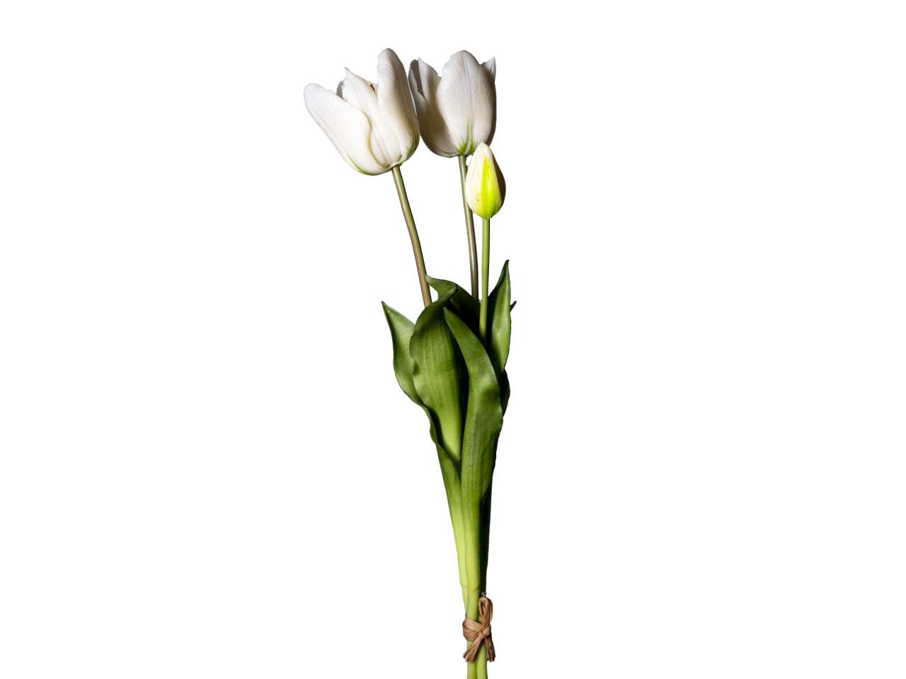 Tulipani bianchi artificiali real touch 3 steli, 50 cm - Tobia's Decò