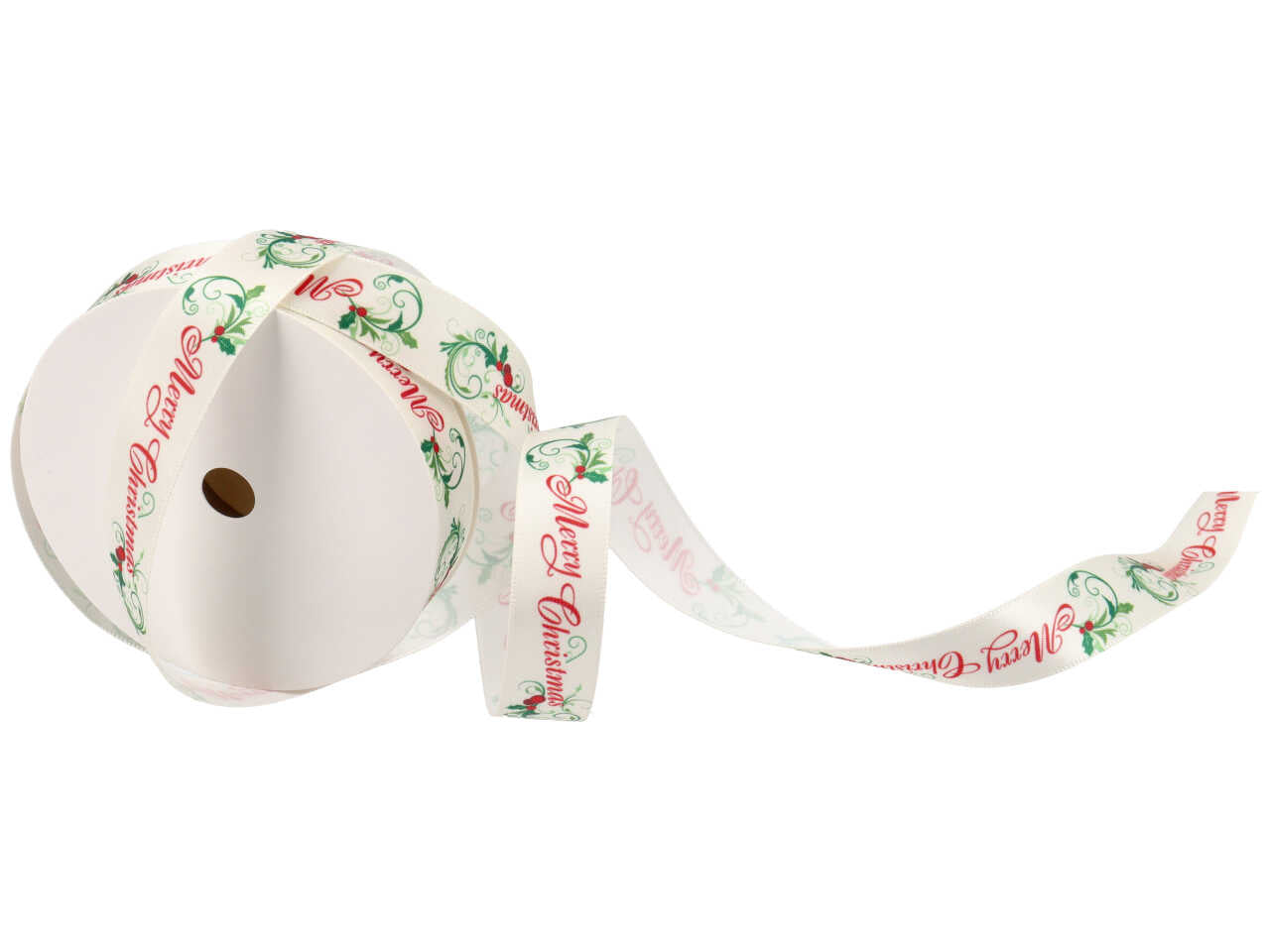 Nastro regalo natalizio in raso panna con scritta 1,6cm x 15 m - Baratti