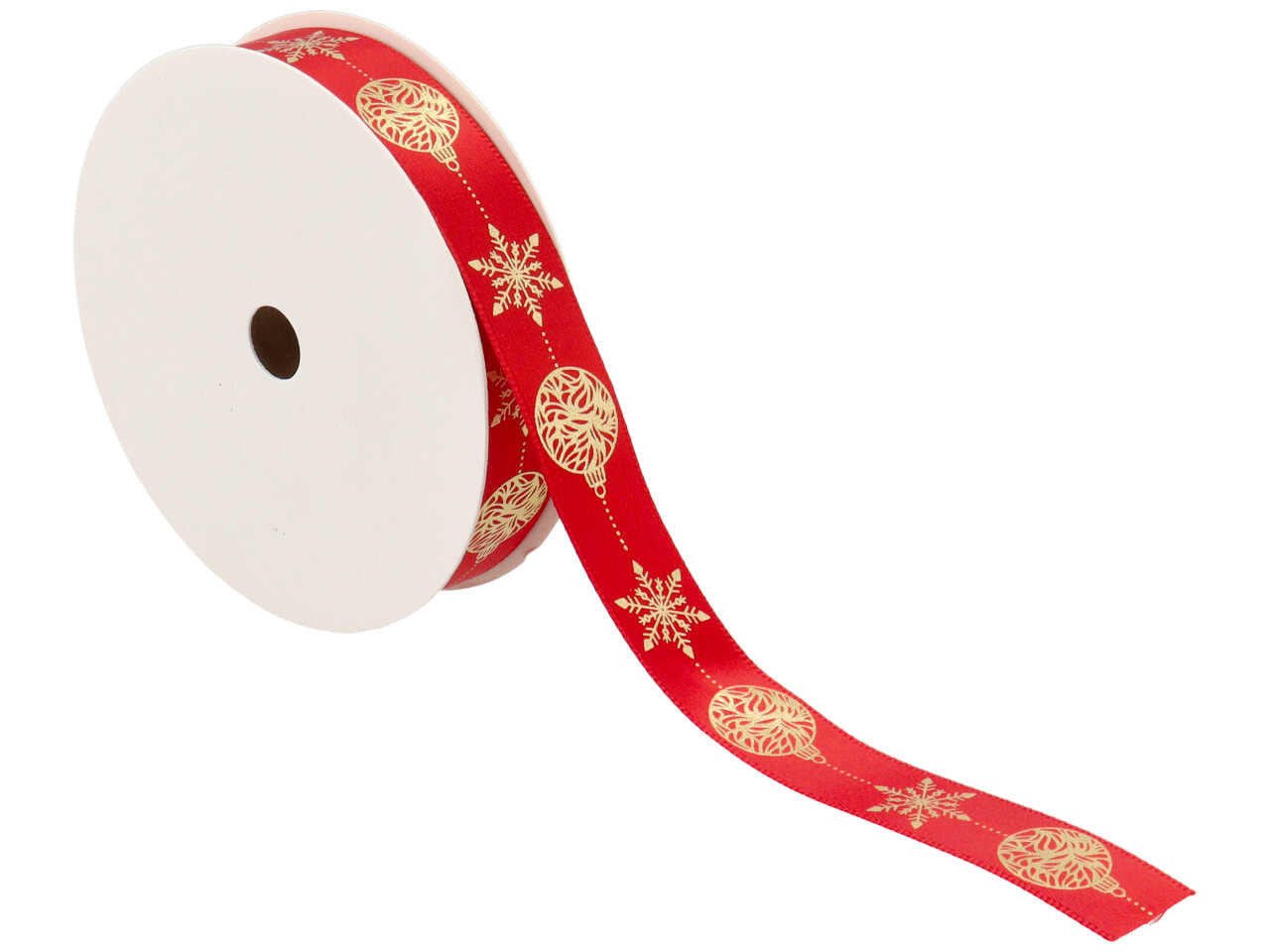 Nastro regalo natalizio in raso rosso e dorato 1,6cm x 15 m - Baratti